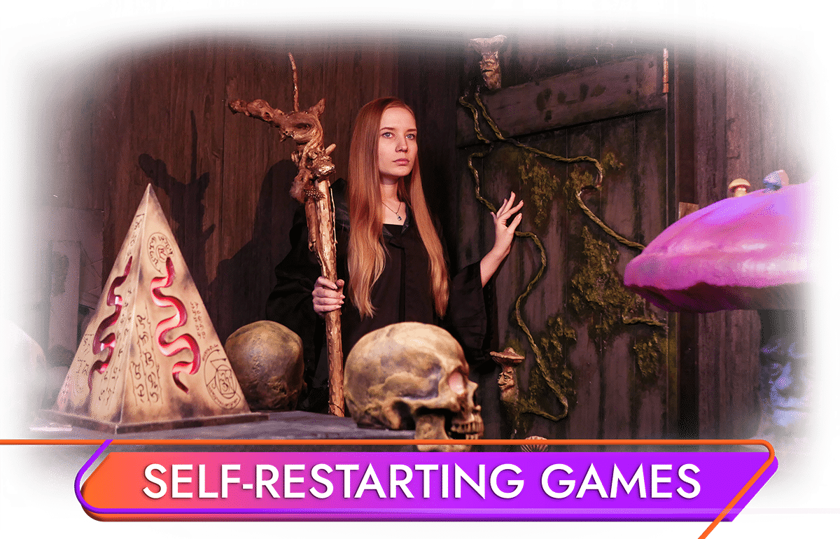 Self restarting escape rooms