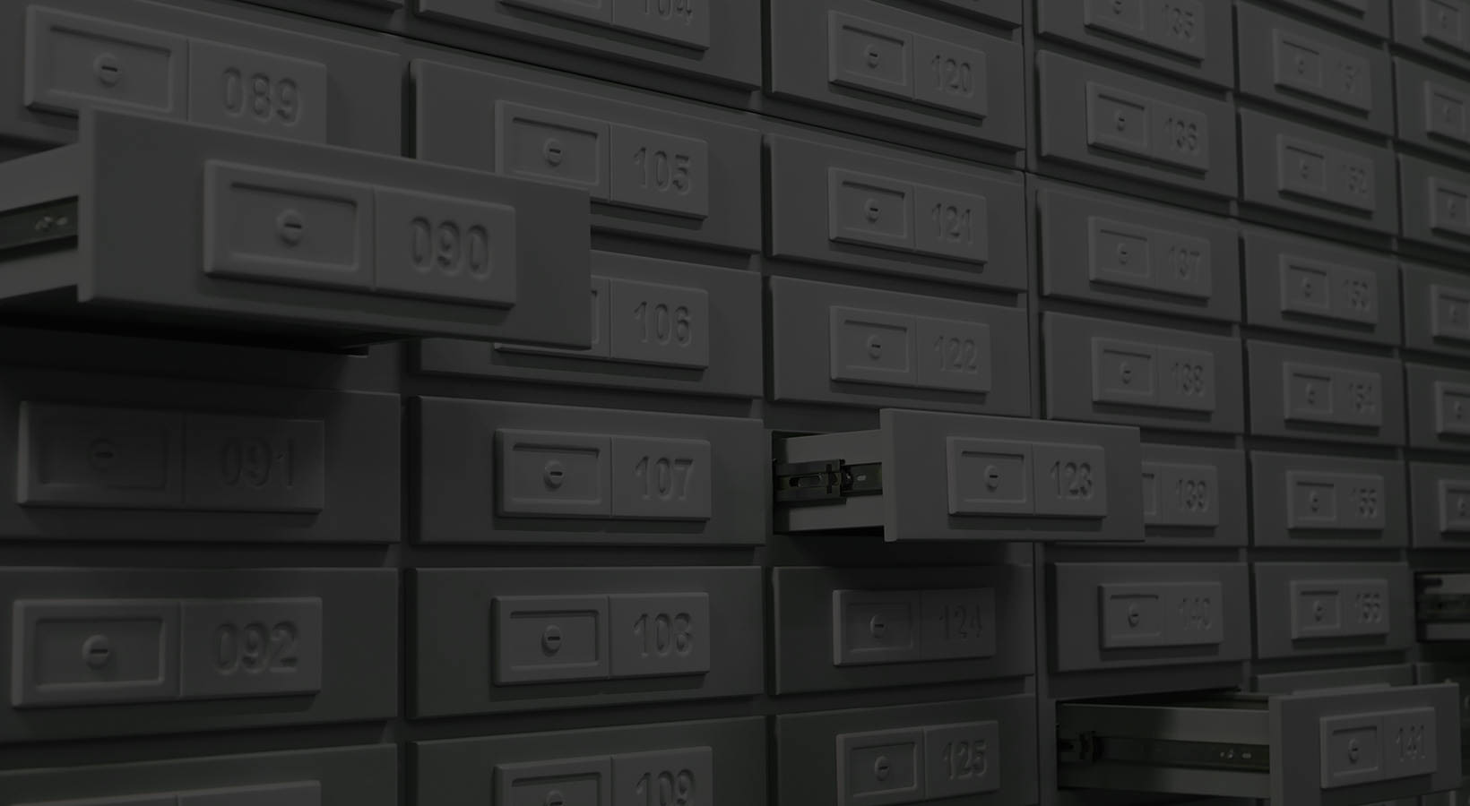 Safe deposit boxes in the Bank Heist turnkey escape room